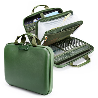 Boîte de rangement pour dossiers ignifuge et imperméable, organisateur de documents en EVA avec 13 compartiments, support accordéon de bureau portable, vert, 15,5 x 11,5 x 3,39 pouces