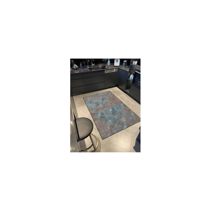 Tapis décoratif moderne à motif coloré lavable à la machine, Rectangle 4 pi 7 po x 6 pi 7 po
