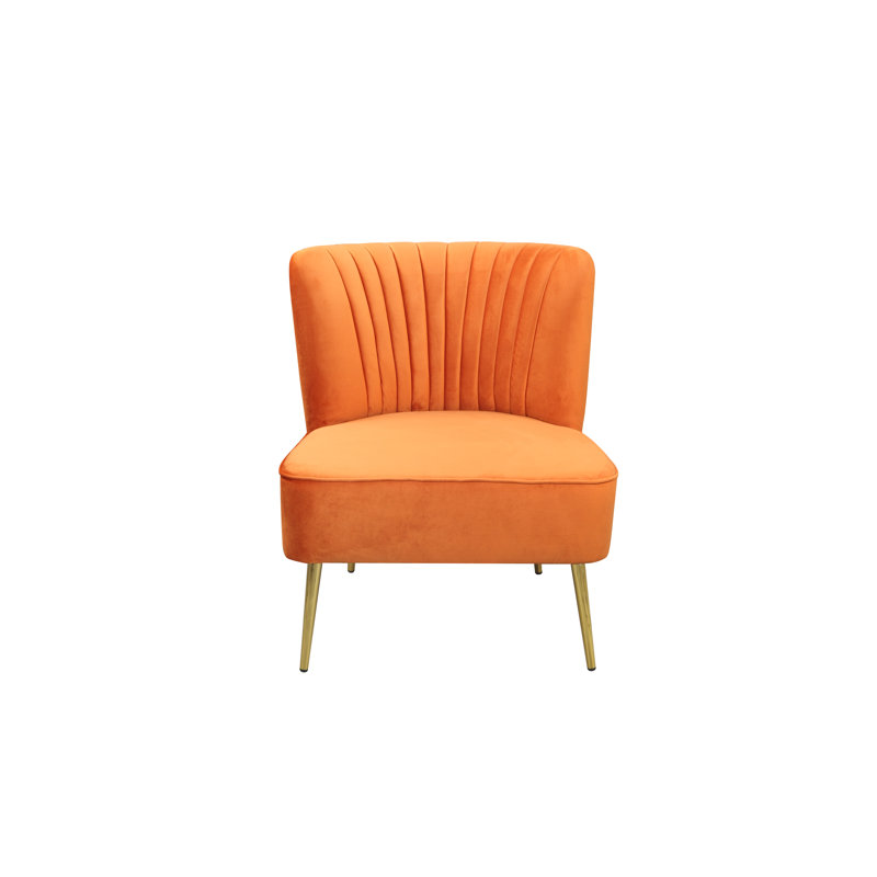 Chaise d'appoint capitonnée 28 po, Velours orange