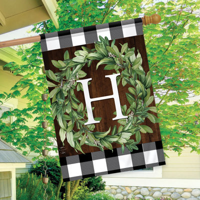 Wreath Monogram Letter H House Flag
