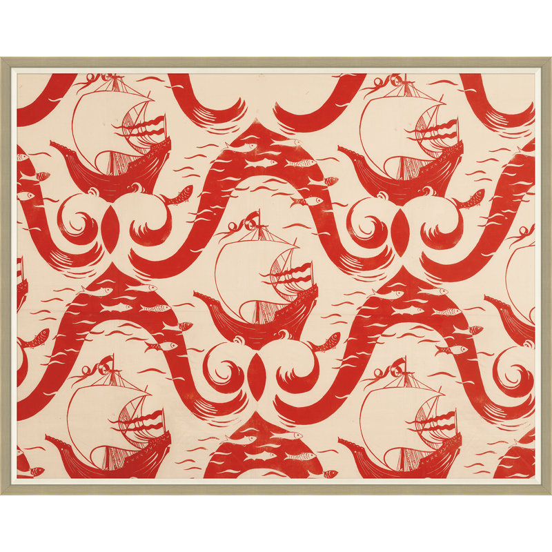 «Red Sea» par Paule Marrot - reproduction imprimée, H 43 po x l 54 po x P 1,25 po, Encadrement argenté