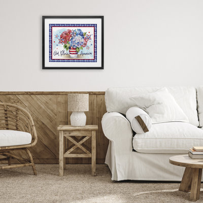God Bless America Bouquet Framed Print Under Glass, design by Nicole DeCamp