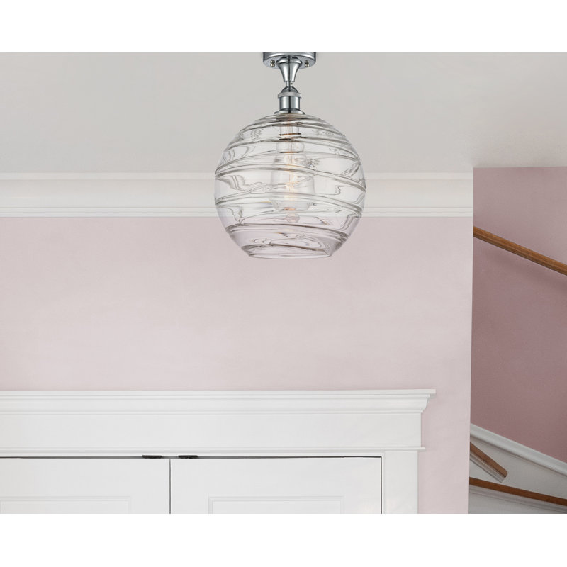 Anie Glass Semi Flush Mount, No Bulb Included, Polished Chrome, 11" H x 6" W x 6" D