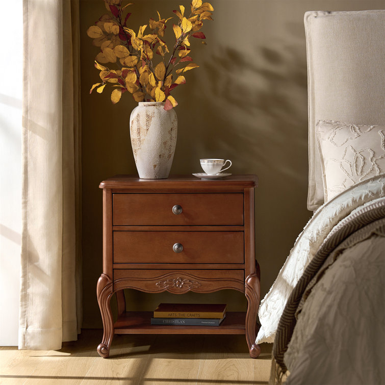 Evars Traditional 3-Drawer Fully Assembled Nightstand with Hidden Drawer and Built-In Power Outlet 