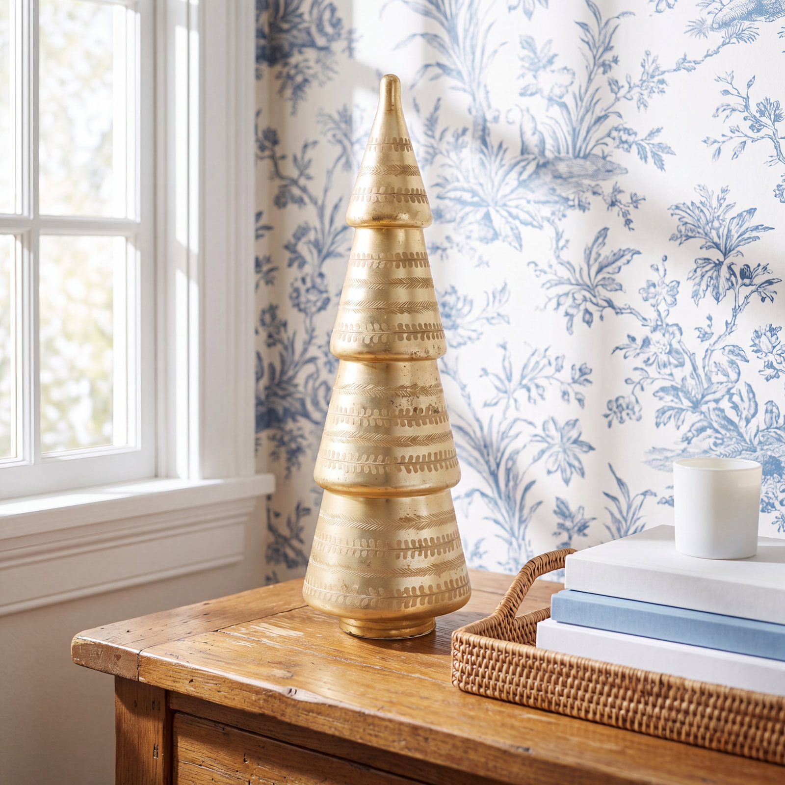 Lighted Gold Leaf Tabletop Tree