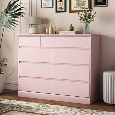Commode double 9 tiroirs, commode de 47,2 po Dornisha, commode de chambre à coucher moderne pour garde-robe et salon