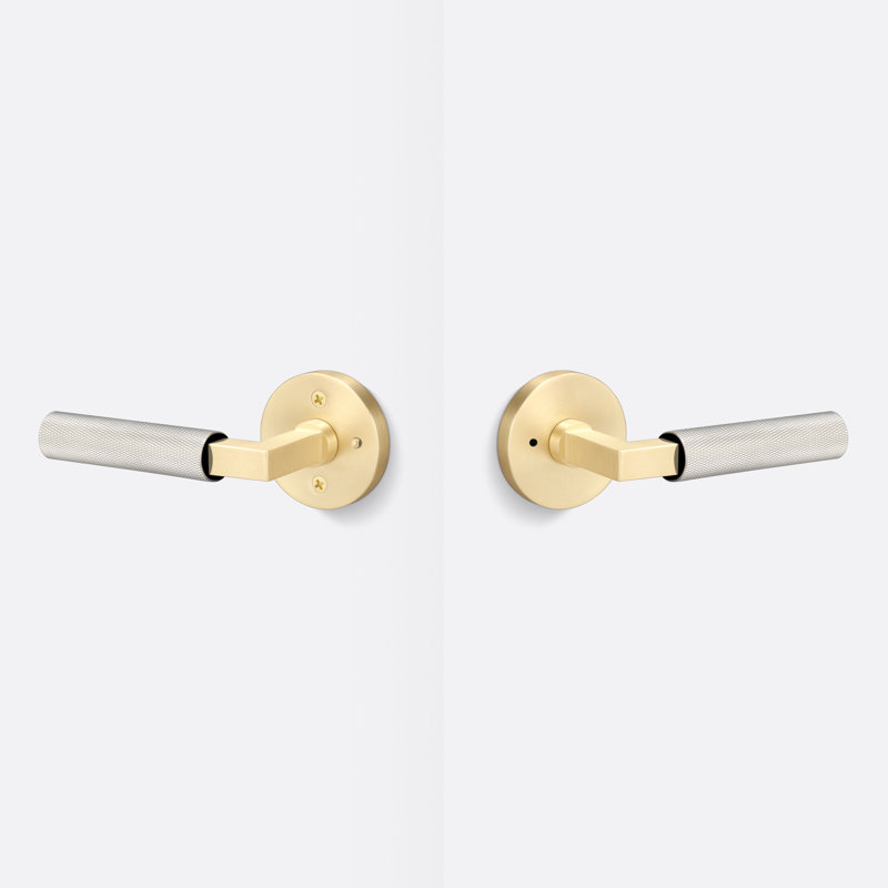 Levanto Round Privacy Rosette, Knurled Grip, Satin Brass/Satin Nickel