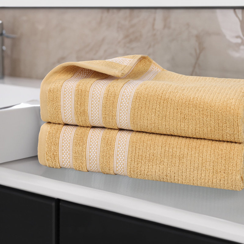 Draps de bain surdimensionnés en coton côtelé zéro torsion, Doré