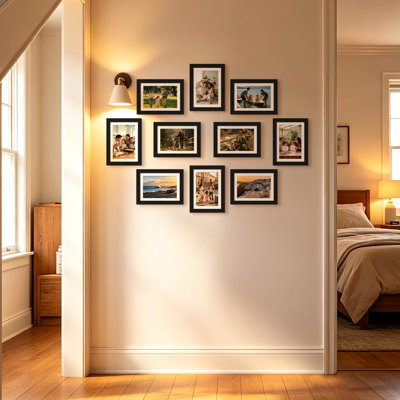 Ensemble de 10 cadres photo 5x7, collages muraux, noir. Petit cadre compatible avec les photos 4x6 et 5x7. À poser ou à accrocher au mur. Parfait pour une galerie, un corridor ou un salon. Parfait pour Noël ou la fête des mères.