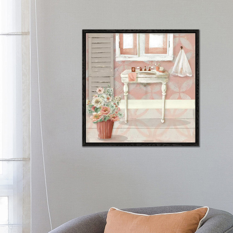 Blushing Bath Sink I by Carol Robinson - Print on Canvas, 66.04 cm H x 66.04 cm W, Black Framed Canvas