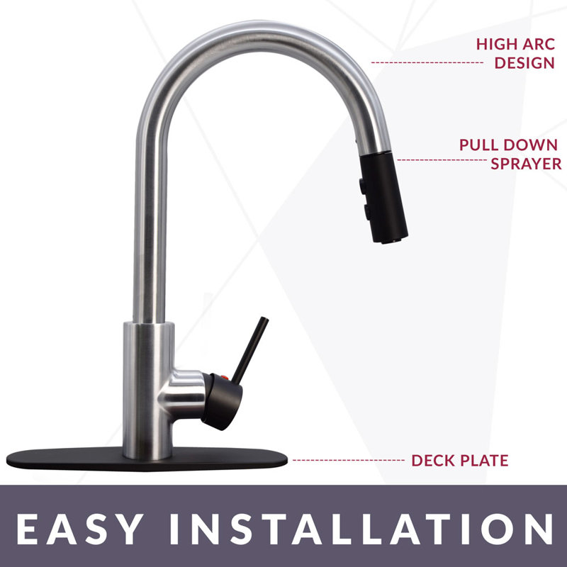 Dual Spray Push Button Mode Kitchen Faucet with Pull Down Sprayer Head, Oil Rubbed Bronze