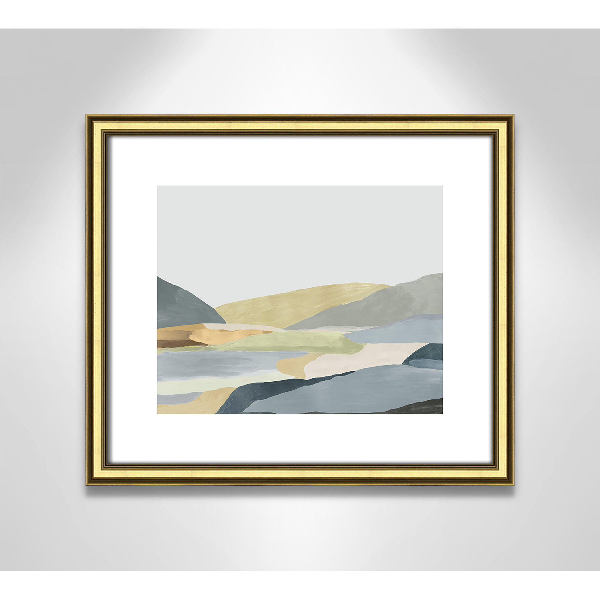 'Warm Hills II' - Picture Frame Painting Print on Paper, 14.25" H x 16.25" W x 0.88" D, Gold Framed Paper