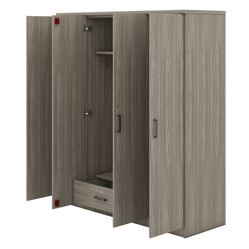 Armoire-penderie 4 portes avec tablettes, Gris, H 67,90 po x l 59,20 po x P 20 po