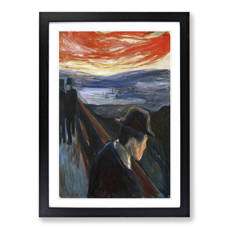 Despair by Edvard Munch - Picture Frame Painting, 48cm H x 36cm W x 2cm D, Black Framed