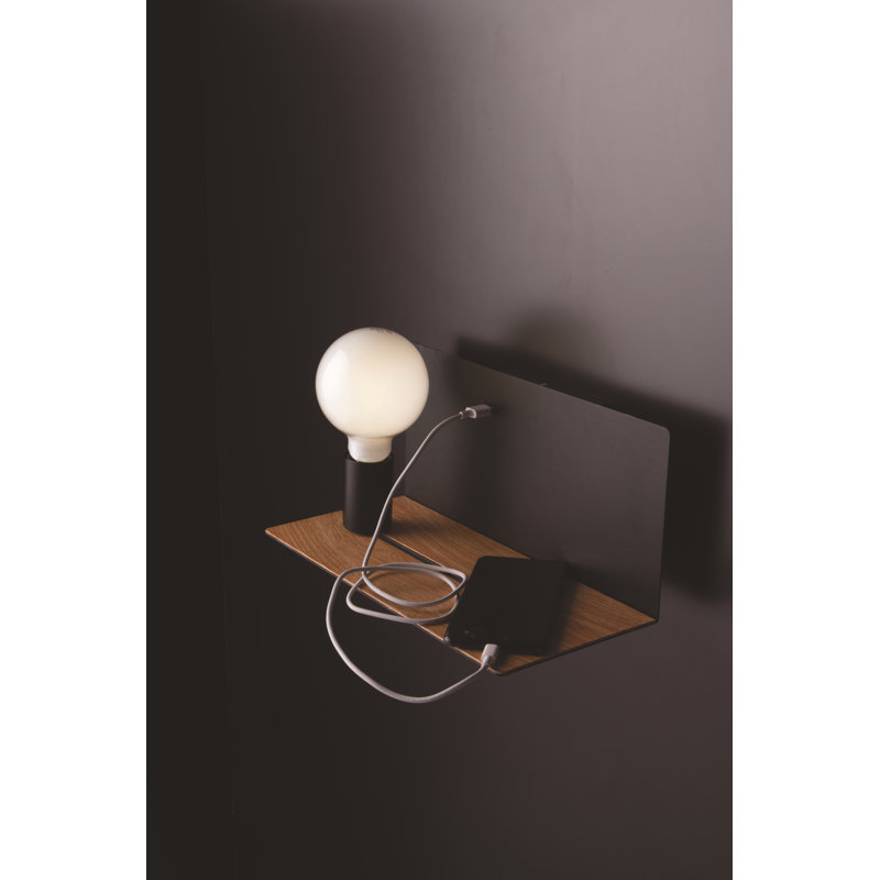 Rowe Aluminium Armed Sconce, Black/Brown