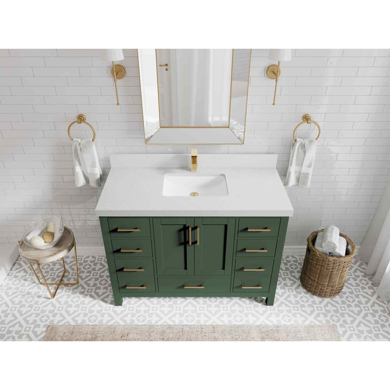 Ensemble de meuble-lavabo simple 48 po Malibu, Quartz de Carrare