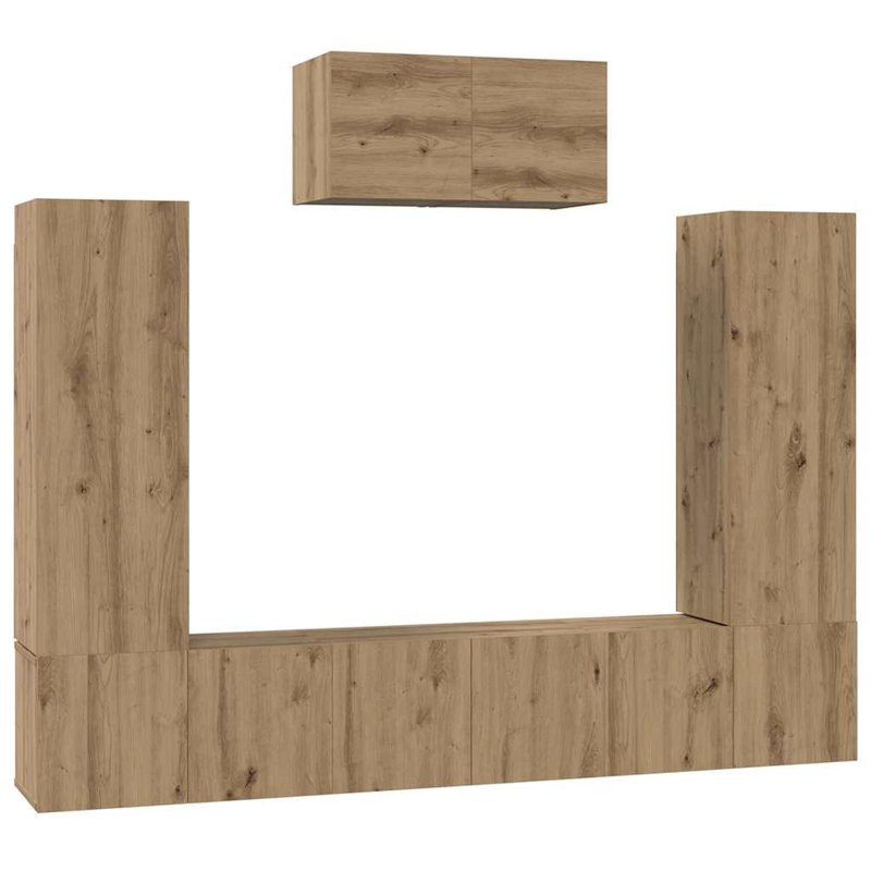 TV Cabinet Set 7 Pcs 180 X 30 X 120 Cm Engineered Wood, Artisan Oak