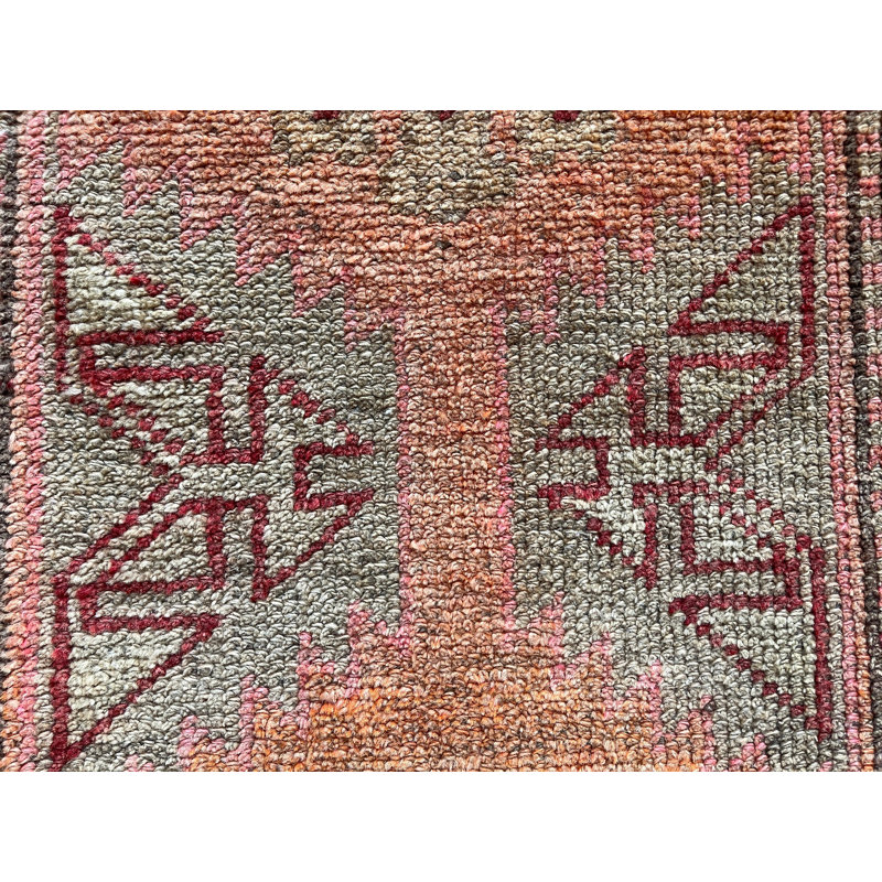Traditional Wool Runner Rug, 30.7x153.1 Inch Orange Patchwork Rug