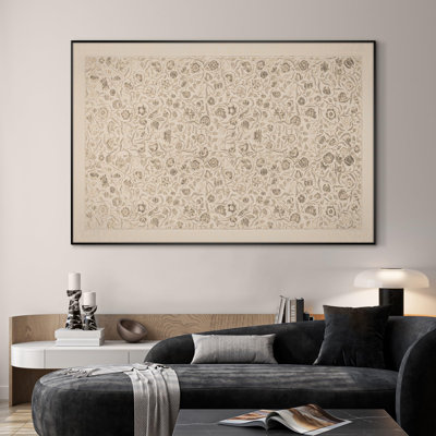 Extra Large Wall Art Fabric Print - Vintage Botanical Sketch with Detailed Floral Pattern, Classic Nature Illustration Artwork Decor for Living Room or Bedroom - "Frame Assembly Required (Unfinished Frame)"
