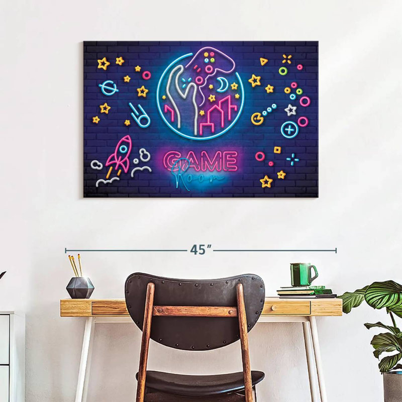 «Game Room», néons sur toile, H 26 po x l 39 po x P 1,25 po