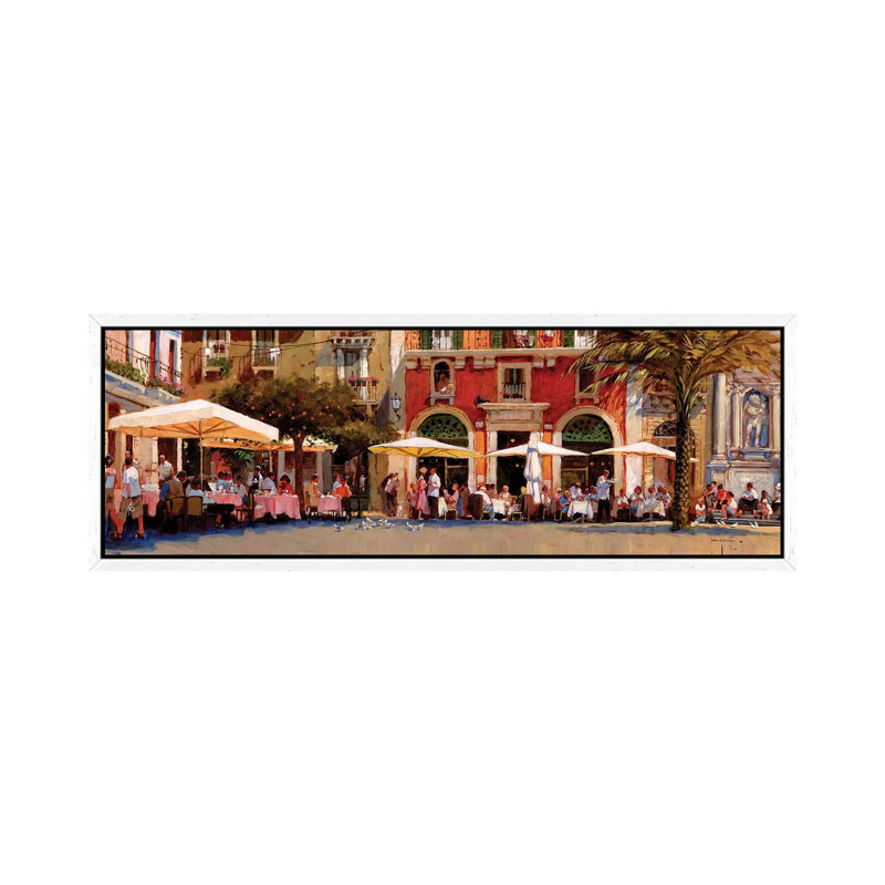 The Meeting Place by John Haskins - Panoramic Painting on Canvas, 40.64cm H x 121.92cm W x 3.81cm D, White Framed