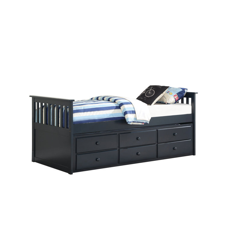 Ontario Kids Twin with Trundle with Drawers, Blue