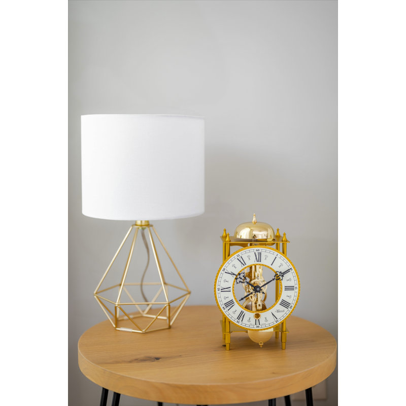 Roman Numeral Wood Mechanical Tabletop Clock, Gold