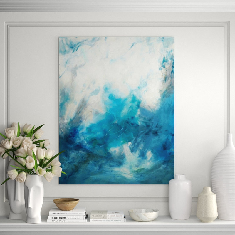 Flowing Blues Print by Samuel Kane, Glass Coat, 60" H x 47" W x 1.5" D