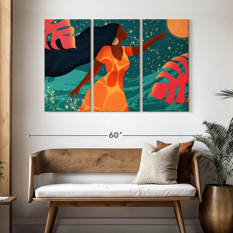 Leisha Latina chassant le clair de lune, H 32 po x l 50 po