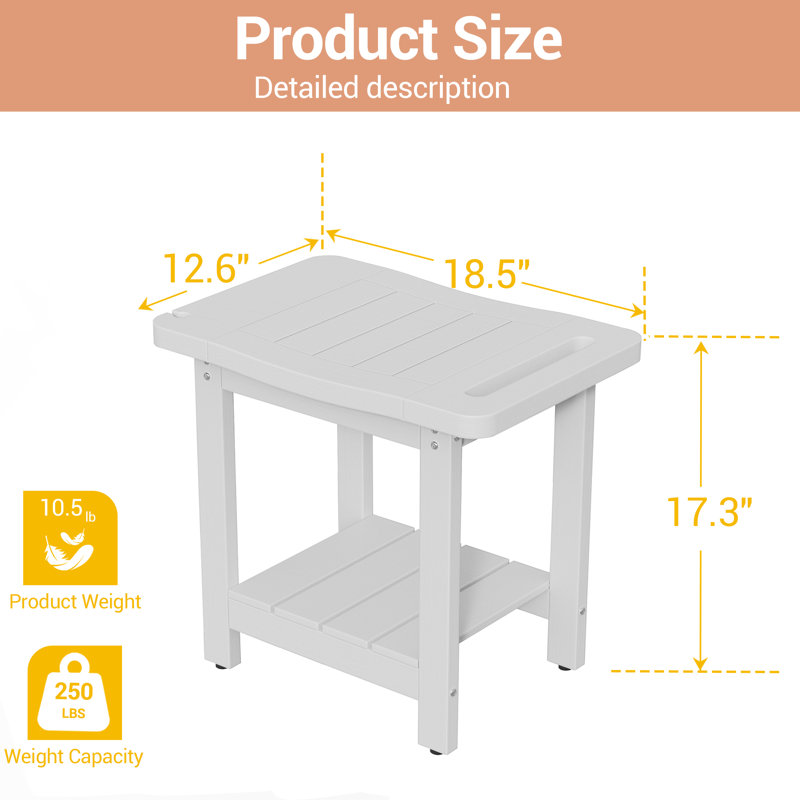 Patio Weather Resistant Shower Benches, White