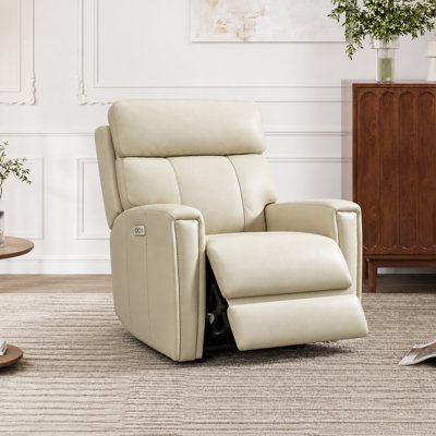 Rumalda 37" Genuine Leather Dual Power Zero Gravity Recliner Chair with USB and USB-C Port