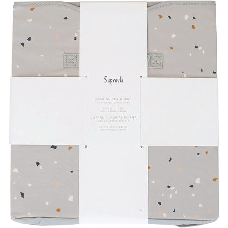 3 Sprouts - Recycled Fabric Storage Chest with Lid - Terrazzo, Light Grey Terrazzo