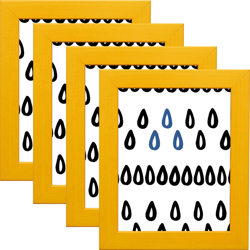 Ensemble de cadres muraux 4 pièces Fernald, Jaune, 12 po x 12 po