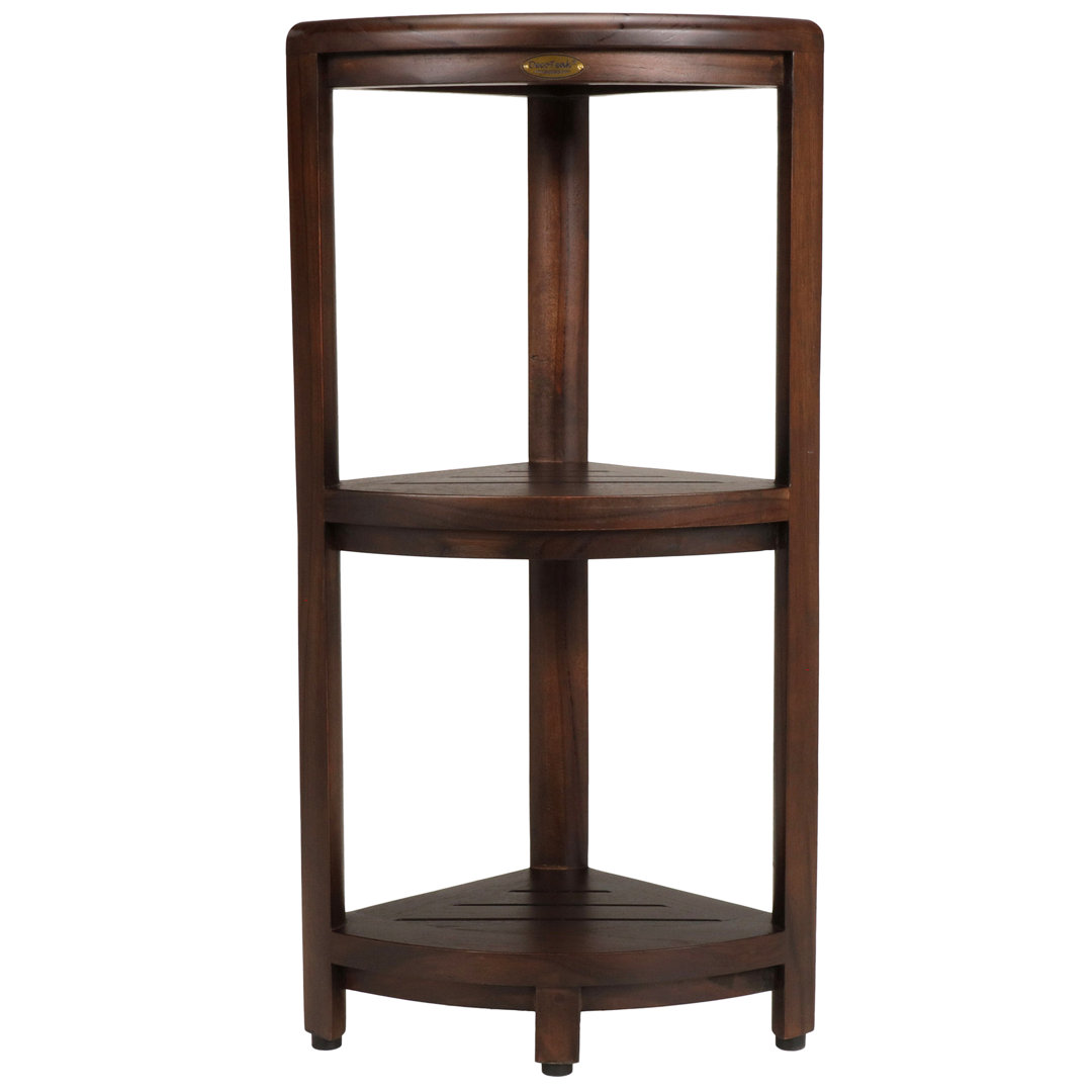 DecoTeak Classic SnazzyCorner 17" W x 32" H x 12" on the Side, Free-Standing, Classic DecoTeak, Snazzy Corner, Teak Corner Shower Shelf, Shower Stand Corner, in Woodland Brown Decoteak