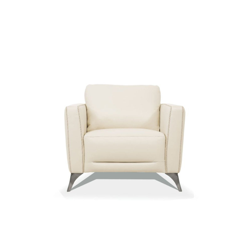 Aaronette Upholstered Armchair, Cream Genuine Leather