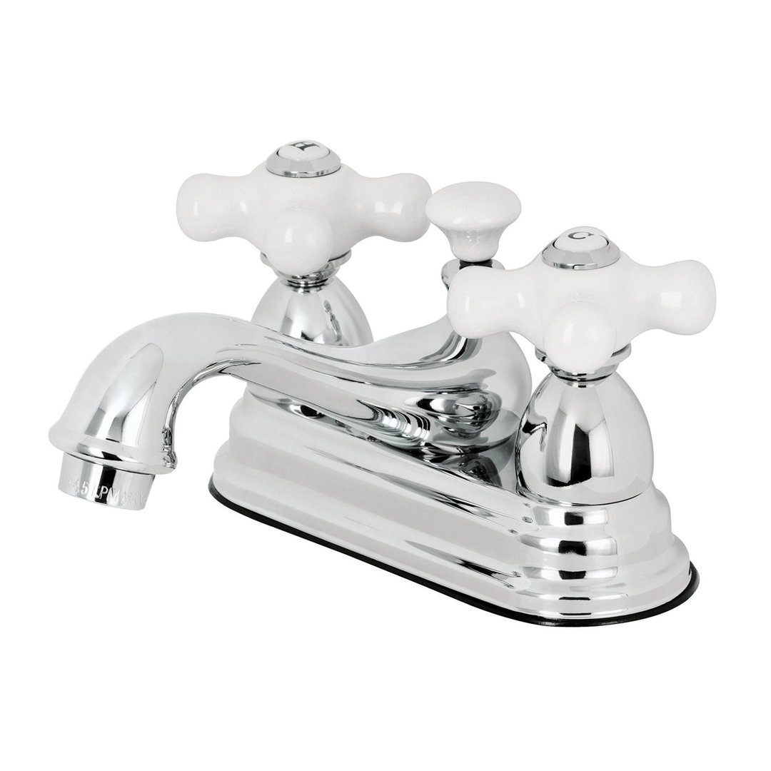 Kingston Brass Restoration Two-Handle 3-Hole Deck Mount 4" Centerset Bathroom Faucet with Brass Pop-Up Kingston Brass