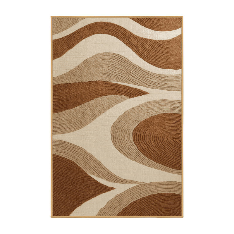 Machine Washable Nature Brown Area Rug, Rectangle 5' x 8'