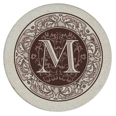 Ensemble de 4 sous-verres en grès naturel Lettre monogramme