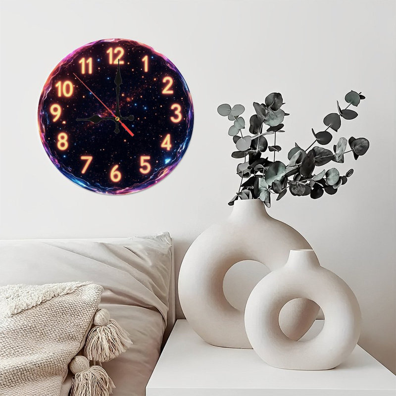 Horloge galaxie avec chiffres lumineux