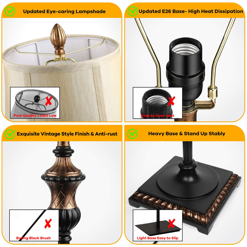 Traditional Floor Lamp, Beige, Black