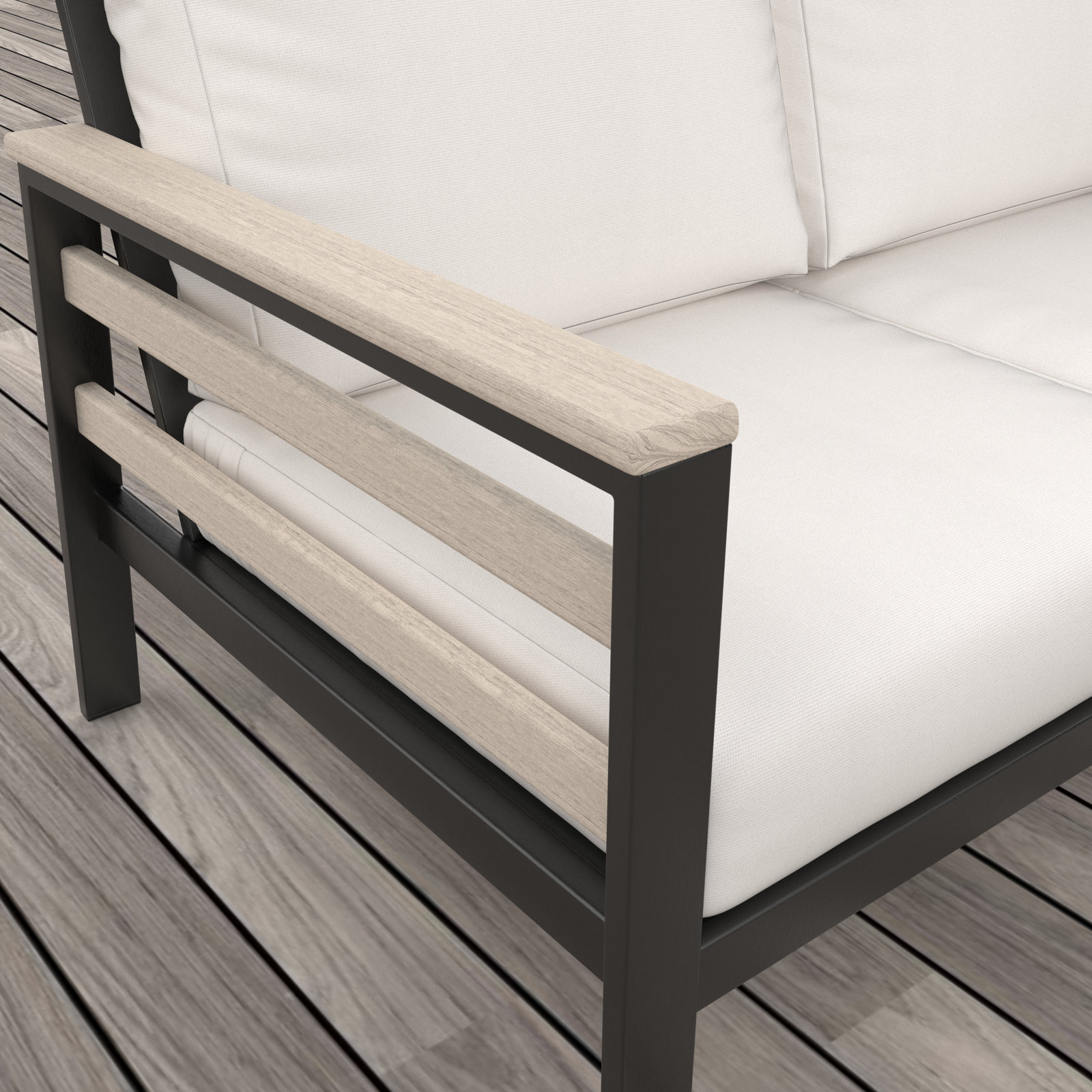 Townsend 55" Sunbrella® Patio Loveseat, Sunbrella Canvas Natural, White/Dark Gray