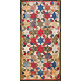 Antique Allover Geometric Wool & Cotton Hooked - Loop Pile Multicolor Jewel Tones 1900s Rug