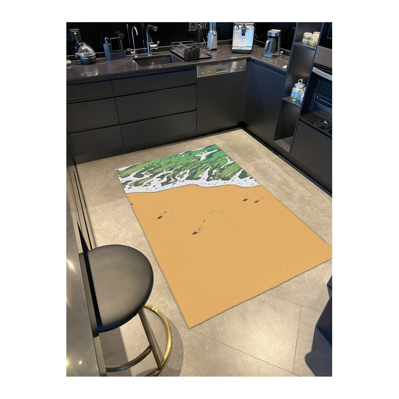 Tapis lavable à motif tissé Mossy Sea, Sous-tapis carré 3 pi 3 po inclus