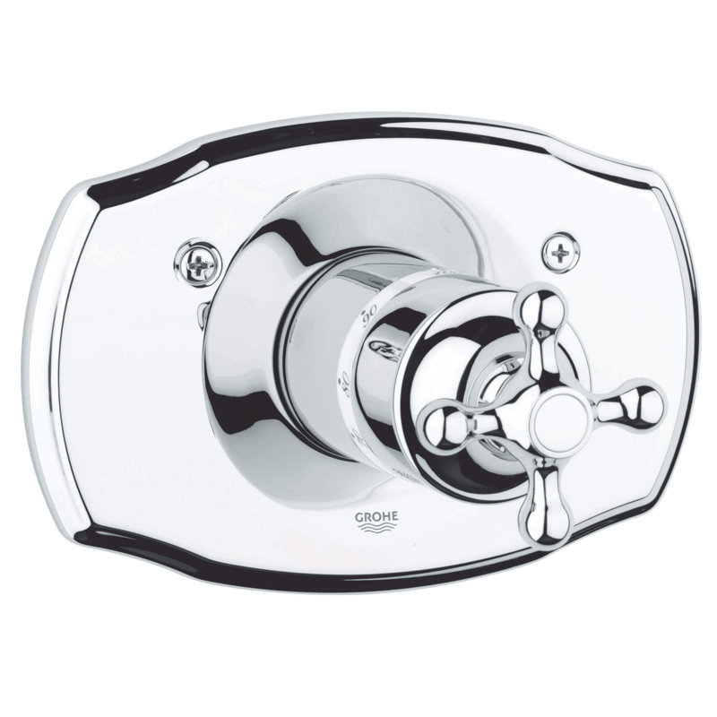 Garniture de robinet thermostatique avec poignée en croix Seabury®, Chrome StarLight