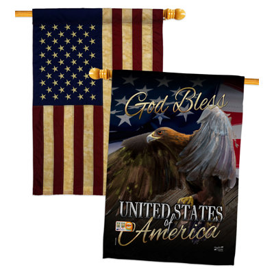 Double Sided 40 in. H x 28 in. W Polyester Independence Day House Flag