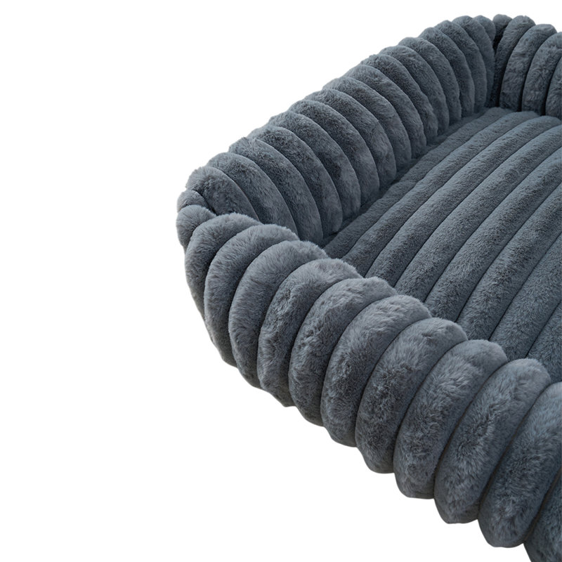 Faux Fur Pet Bed, Dark Grey, Small (18cm H x 63cm W x 53cm D)