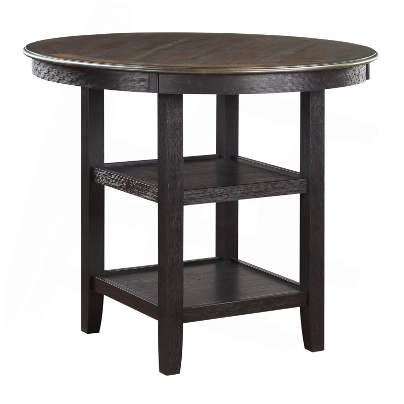 Table de hauteur comptoir 1Pc avec 2X présentoirs de mobilier de style transitionnel, Noir