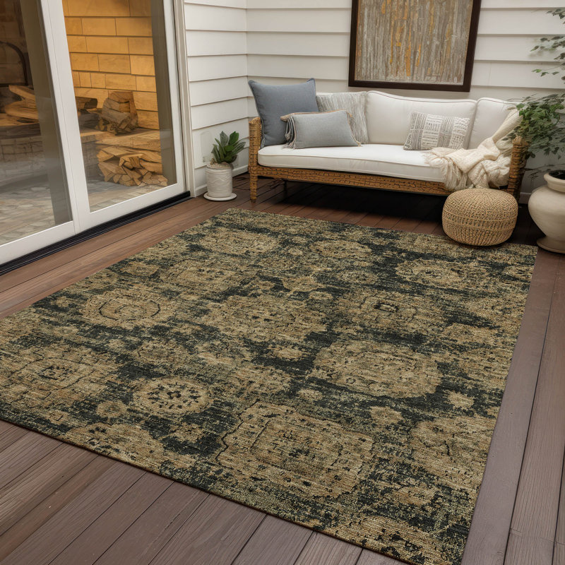 Floral Indoor / Outdoor Rug, Rectangle 10' x 14'
