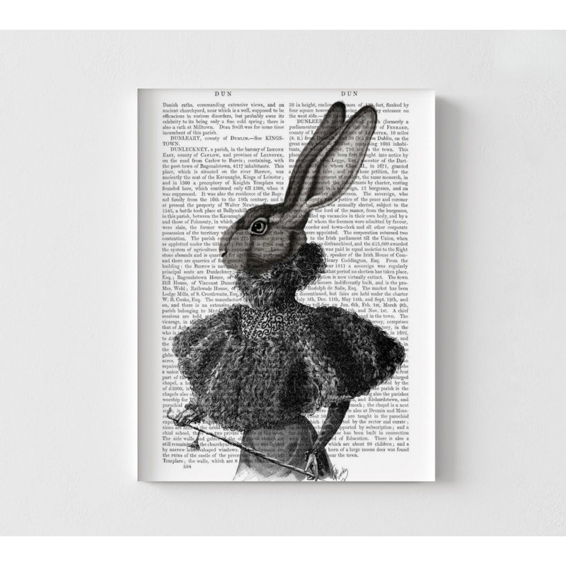 Rabbit With Feather Collar, Black And White Bunny Poster Print, Weird Rabbit Artwork, Quirky Housewarming Gift Idea, Bunny Poster