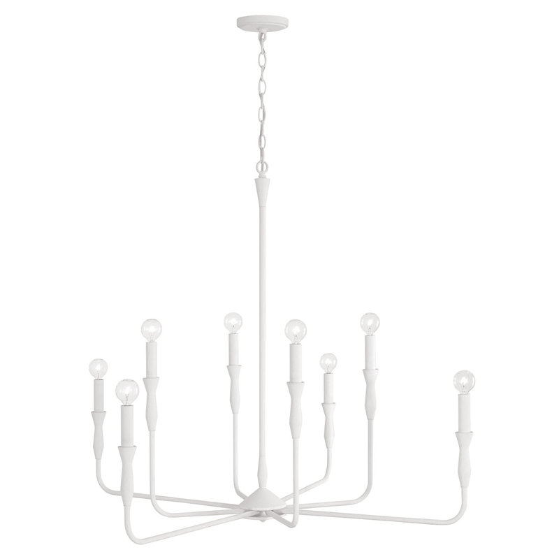 Lustre géométrique de style bougie , Blanc texturé, H 34 po x l 41 po